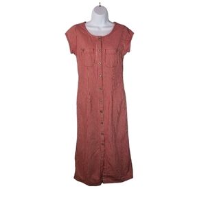 Vtg 90s y2k Isabella Bird Sundance Catalog red striped engineer midi dress